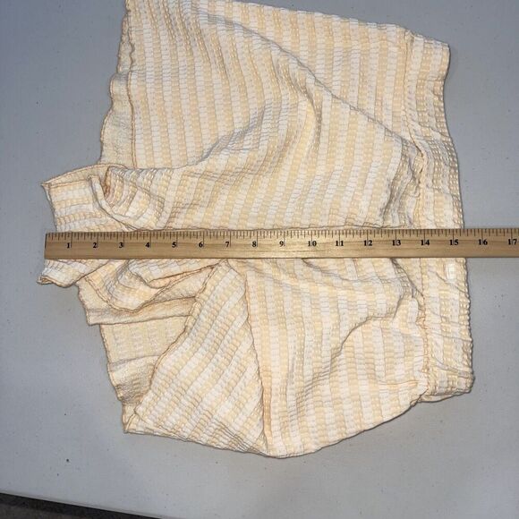 Women M Gauzey Shorts Pull On Orange High Waist Athleisure Coastal Striped 2” - Picture 8 of 9